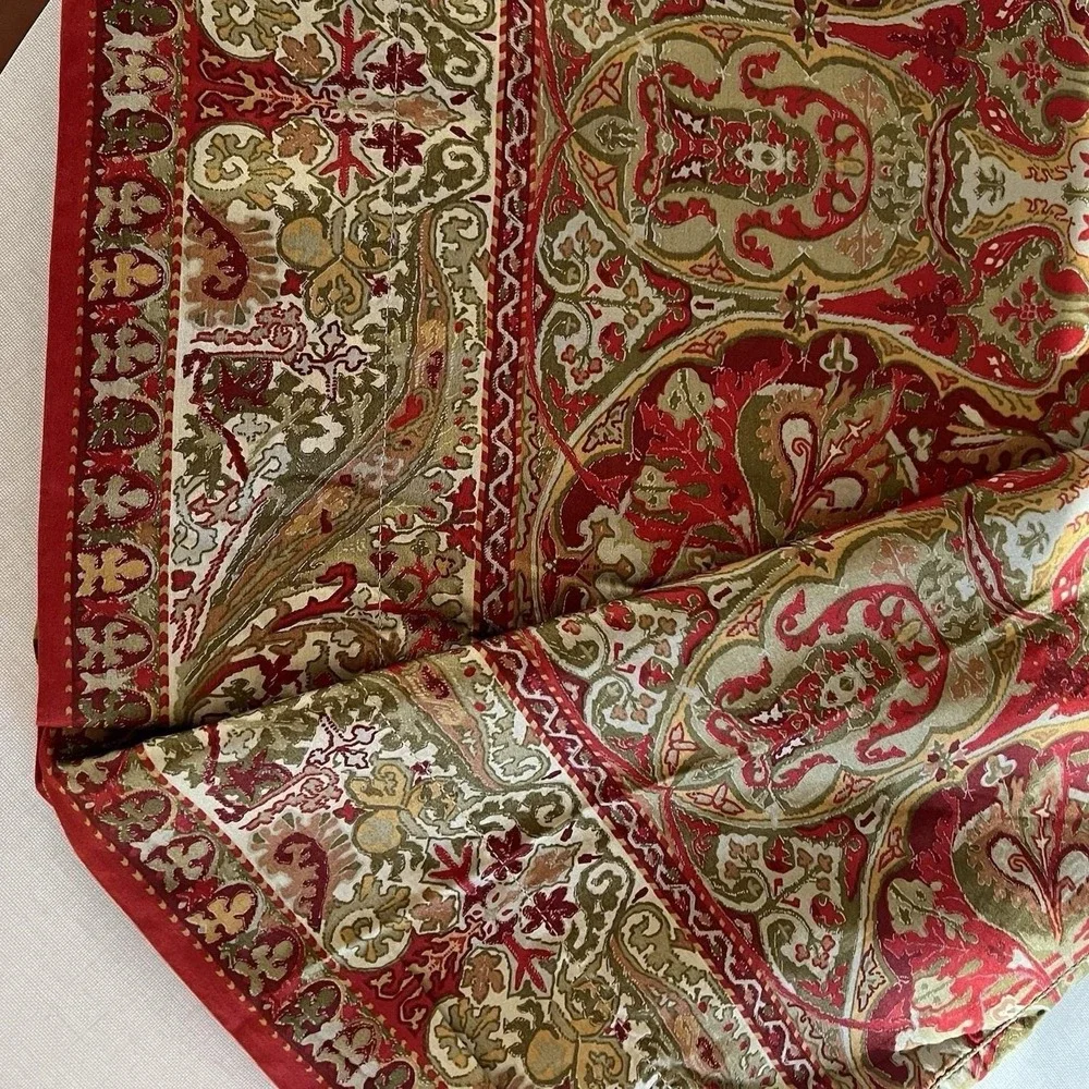 Ralph Lauren Vtg Randolph Galahad Queen Flat Sheet Red Gold Paisley Retired 90's